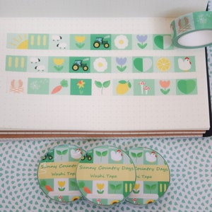 Ruban adhésif Washi Sunny Country Days//papeterie, Washi, ruban adhésif, ruban pour journal, scrapbooking, emballage cadeau, accessoires d'agenda, Bullet Journal