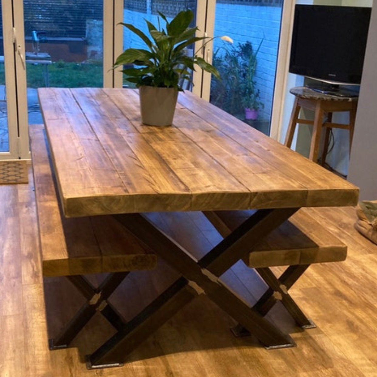 chunky dining table and bench