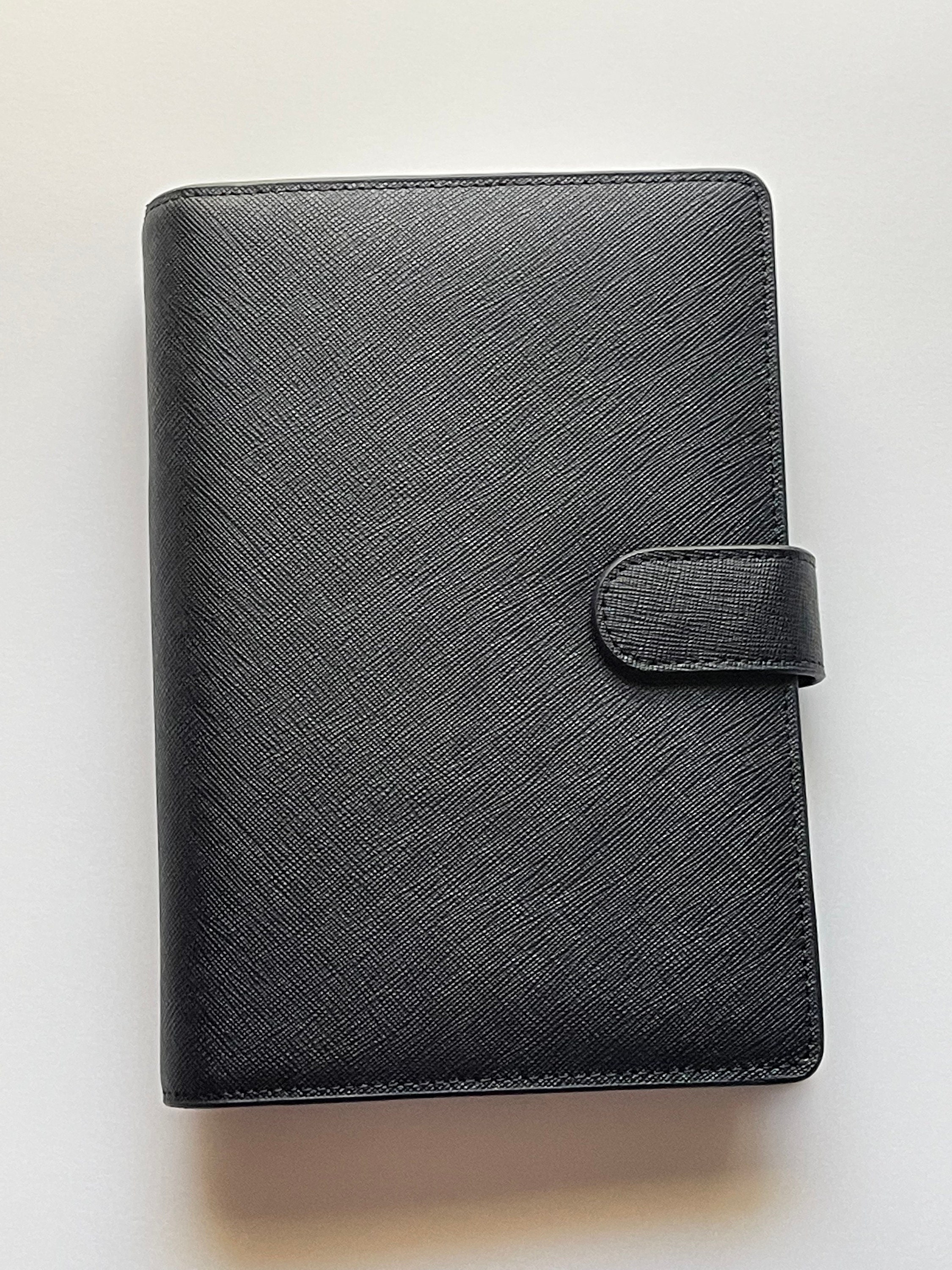 Black Saffiano Leather A6 Planner | Genuine Leather Six-ring Agenda - Etsy