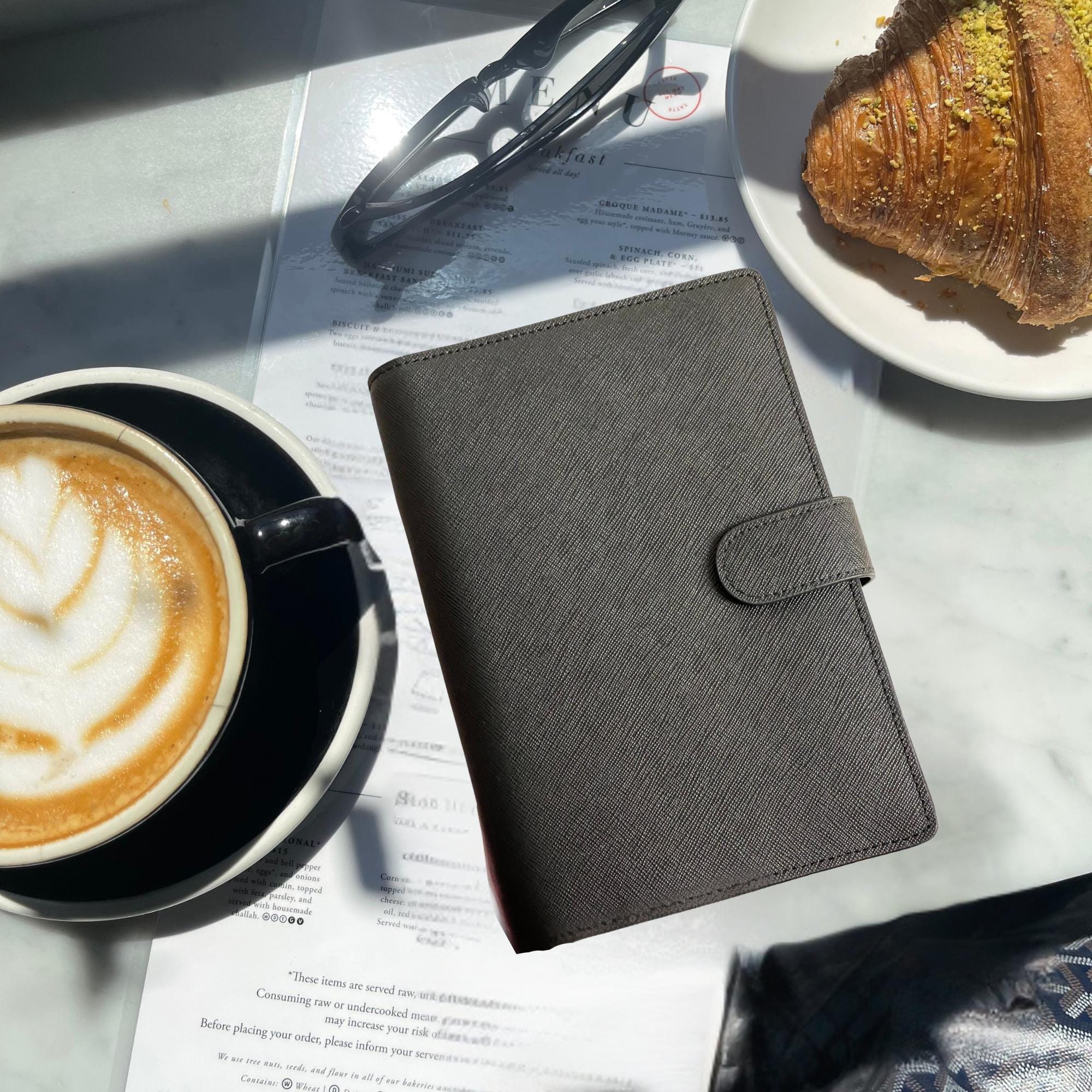 Black Saffiano Leather A6 Planner | Genuine Leather Six-ring Agenda - Etsy