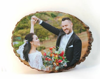 Wedding Photo On Wood Wedding Portrait Family Picture on Wood Gift For Her Anniversary Gift Wood Picture Memorial Rustic Photo Gift Custom