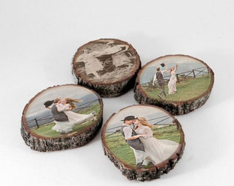 5. Hochzeitstag Geschenk - Kühlschrankmagnet - Foto auf Holzscheibe - personalisiertes Holzdruck Geschenk - einzigartige Geschenke