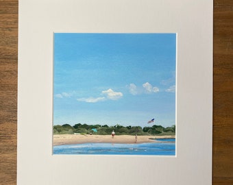 7.5"x7.5" Art Print with a 12"x12" Mat - Summer at the Mouth of the River by Jill Byers