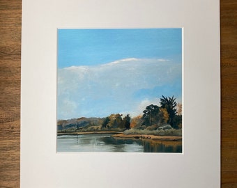 7.5"x7.5" Art Print with 12"x12" Mat- Autumn on the Narrow River by Jill Byers