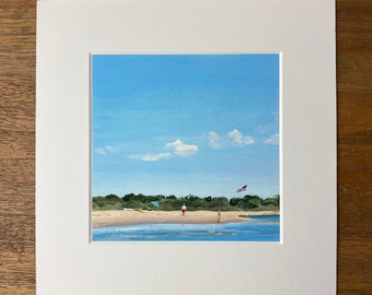 5"x5" Art Print with 8"x8"Mat - Summer at the Mouth of the River by Jill Byers