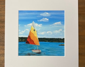 7.5"x7.5" Art Print with 12"x12" Mat -Sunfish by Jill Byers