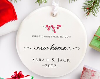 Personalized New Home Ornament, Custom New Address Ornament, 2022 Home Sweet Home First Christmas in Our New Home, Housewarming Ornament