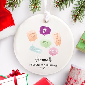 Custom Social Media Addict Christmas Ornament, Influencer Christmas Gift, Personalized Youtuber Ornament, Vlogger Blogger Christmas Ornament