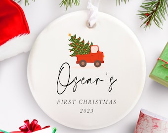 Baby Boy Name Christmas Ornament, Personalized First Christmas Baby Boy Truck Ornament, Baby Boy's First Christmas Custom Ornament 2023