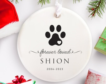 Custom Dog Lovers Memorial Ornament, Gift for Pet , Forever Loved Memorial Christmas Gift, Loss of Pet Gift, Dog Sympathy Bauble