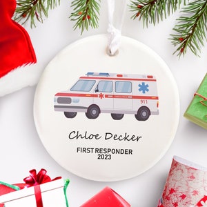 Personalized First Responder Christmas Ornament, EMT Emergency Medical Technician Christmas Ornament, Custom EMT Ornament, Paramedic Gift