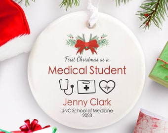 First Christmas as A Medical Student Ornament, Gift for Nurse, Custom Nurse Name Ornament, Healthcare Worker Gift, Nurse Graduation Gift