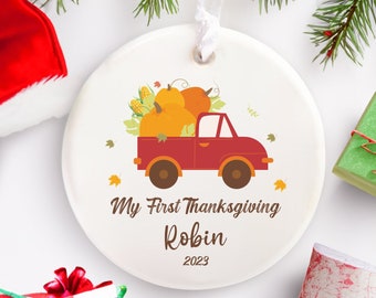 My First Thanksgiving Ornament, Happy Thanksgiving Keepsake, Baby's First Thanksgiving Gift, Grateful and Thankful, 2023 Holiday Season