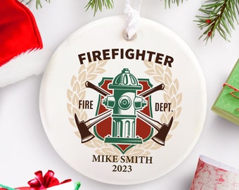 Erstes Weihnachten Feuerwehr Ornament, Feuerwehrmann Weihnachtsschmuck, Feuerwehrmann Personalisiertes Ornament, Ersthelfer Ornament 2023
