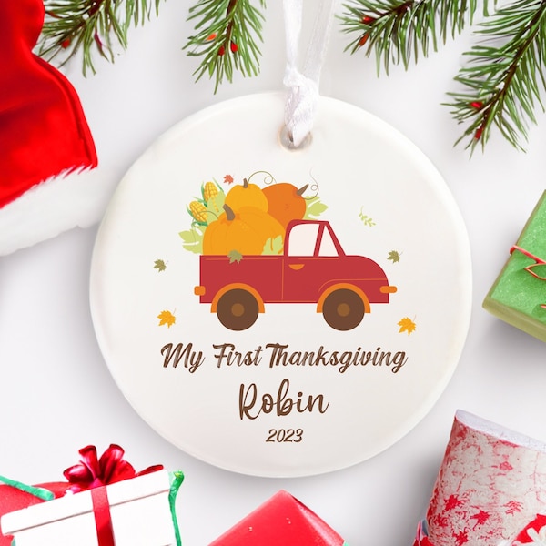 My First Thanksgiving Ornament, Happy Thanksgiving Keepsake, Baby's First Thanksgiving Gift, Grateful and Thankful, 2023 Holiday Season