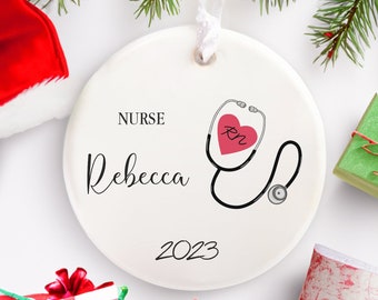 Healthcare Worker Ornament for Christmas Gift, Nurse Personalized Christmas Tree Decoration, Nurse Graduation Gift 2023, Nurse Name Ornament