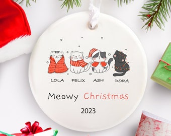 Custom Meowy Christmas Ornament, Meow Catmas, Family Couple Sibling Best Friend Gift for Cat Lover, Pet Loss Memorial Sympathy Keepsake 2023