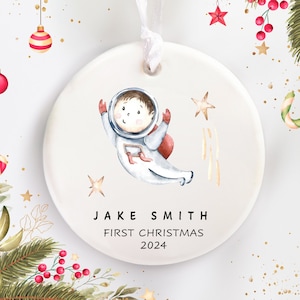 Baby Boy Girl Astronaut Ornament, Personalized Space Boy Ornament, Custom Name Christmas Tree Decoration, First Christmas Gift 2023
