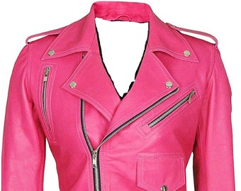 Pink Leather Jacket Etsy