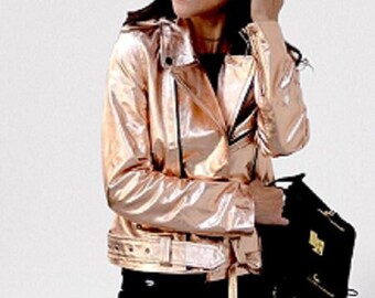 golden colour leather jacket