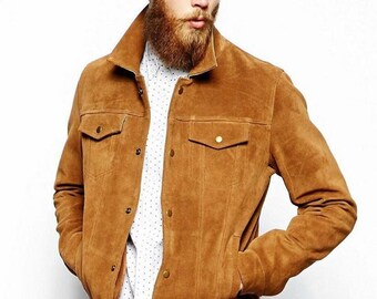 tan mens denim jacket