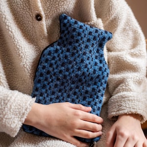 Woollen Hot Water Bottle - Small Cosy Navy Blue Hot Water Bottle