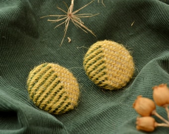 Fabric button earrings perfect gift for women, sustainable recycled earrings made from British wool tweed, stocking filler gift for women