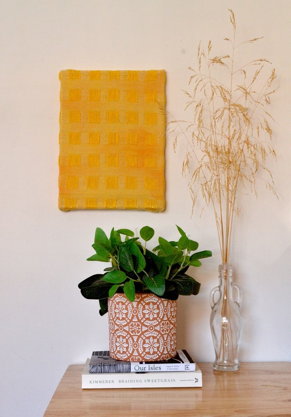 Afterglow - warm yellow hand woven textile artwork wall decor