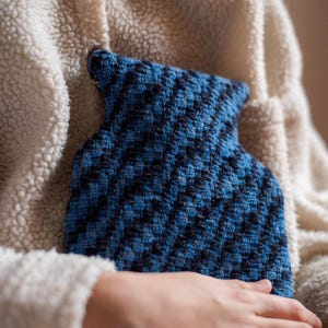 Wool Hot Water Bottle - Small Cosy Navy Blue Hot Water Bottle
