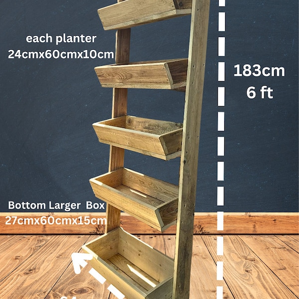6 ft Vertical Pressure Treated Tiered Ladder Planter. Herbs, Veg, Fruit