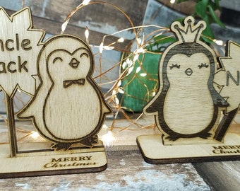 Personalised Christmas Table setting Cute Penguins