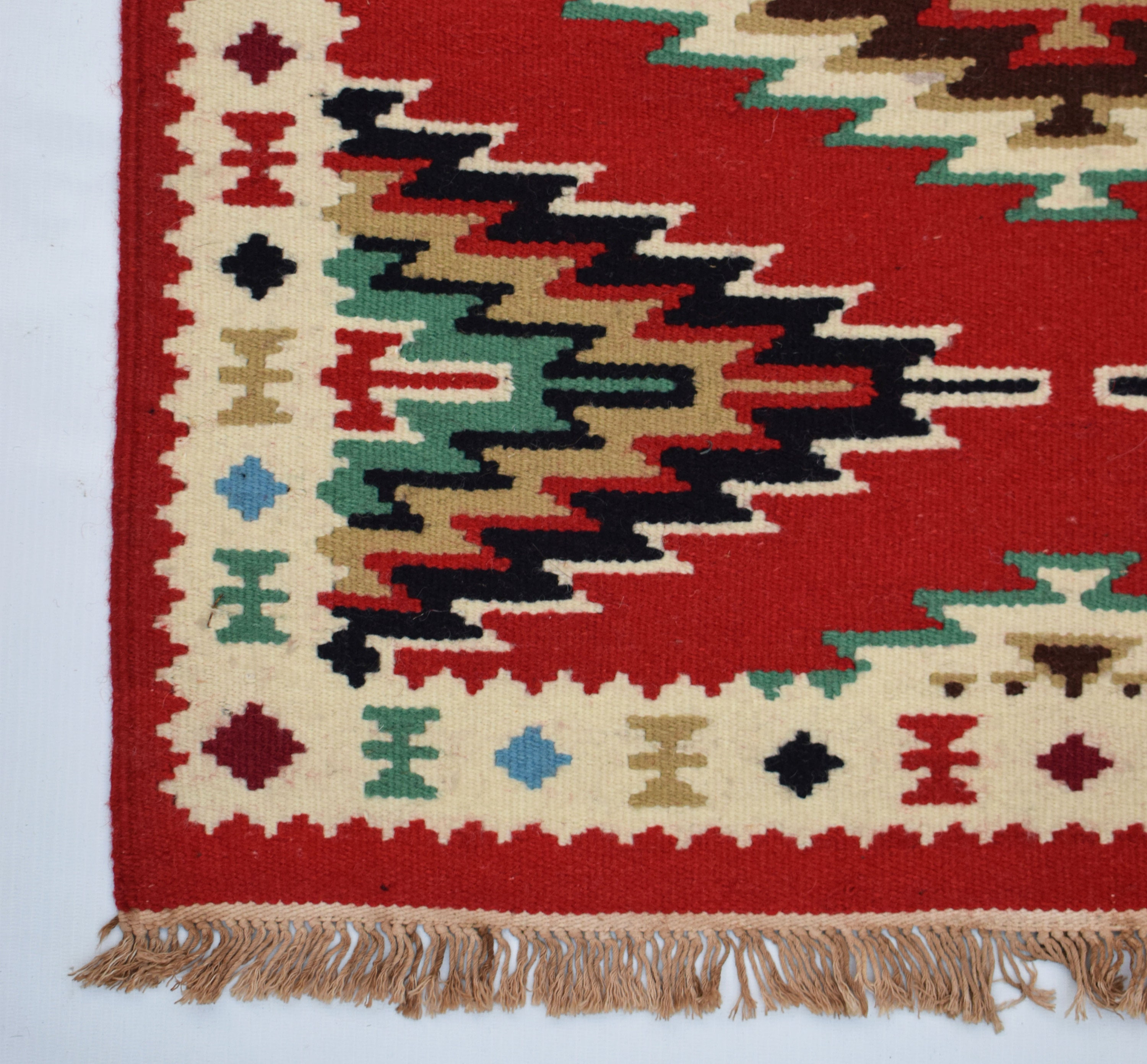 ACTUS KILIM DHURRIEラグ （140×200cm） Amazon.com: CASAVANI - 4' Square Rug Kilim Rug Blue & Red
