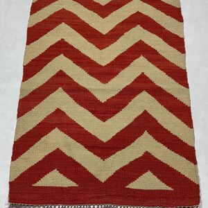 Zig zag stripe rug, Ivory and rustic red rug, 2x3 kilim rug, custom rug, rustic kilim rug, flatweave kilim rug, doomart rug, welcome rug,