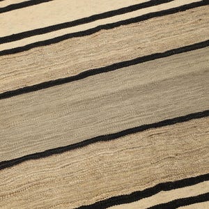 Kilim striped rug, beige and black stripes rug, wool stripe rug, 9x12 kilim rug, flatweave rug, kilimanjaro rug, custom made rug, 8x10 rug.