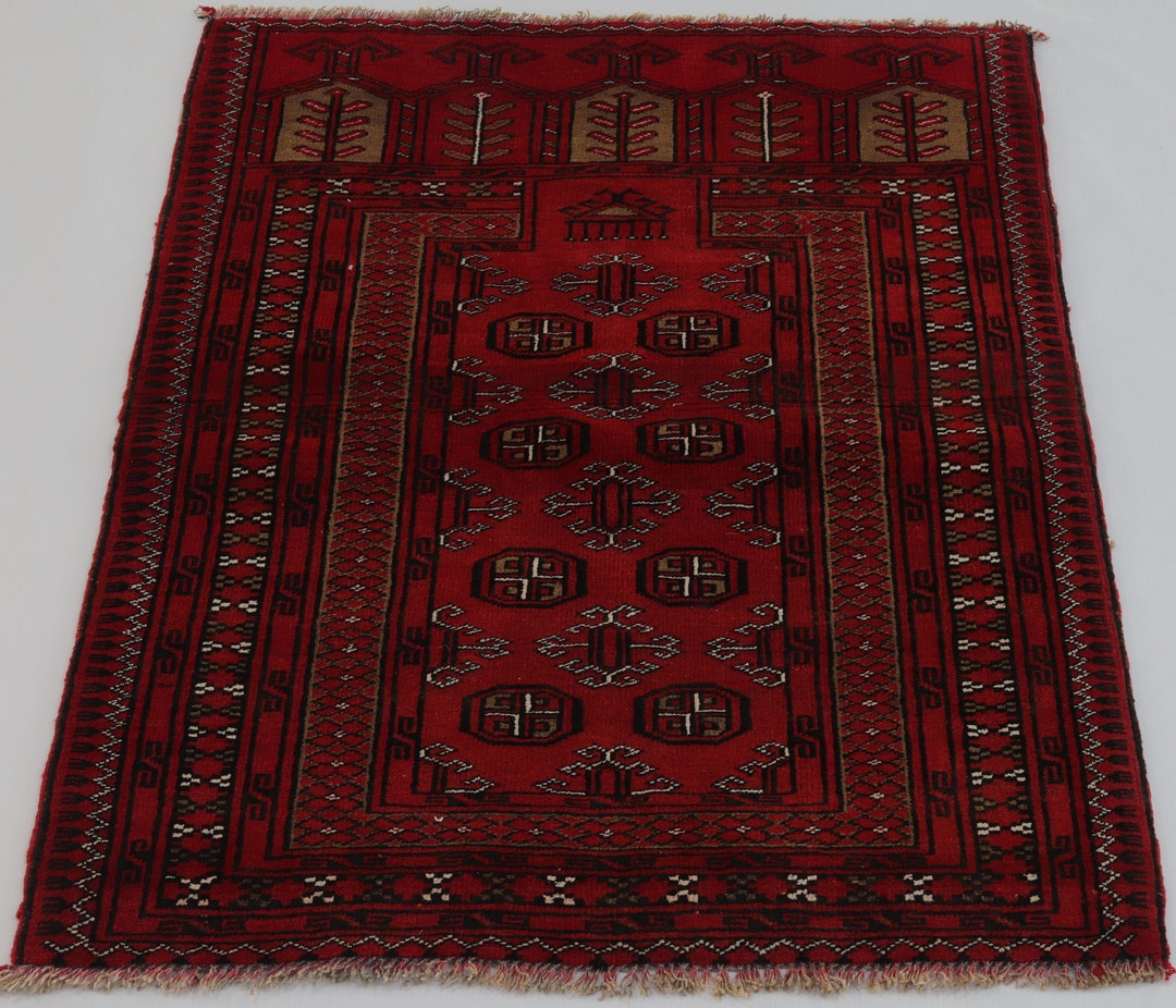 Red Vintage Rug 3x4 Accent Baluchi Rug Rustic Color Rug Etsy