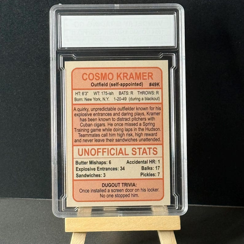 Cosmo Stats Cosmo Kramer Seinfeld Slabbed Baseball Trading Card – Parody ...