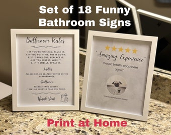 Set of 18 Hilarious Bathroom Signs | Downloadable PDF | Perfect for Home, Office, and Short-Term Rentals