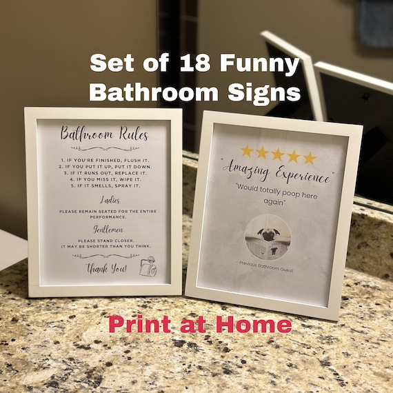 Cartello Decorativo In Legno Per Bagno Con Scritta 'The Bathroom Open 24 Hours Please Seat Yourself', 12,7x12,7 Cm Con Supporto