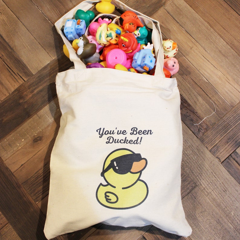 Bag of Ducks You've Been Ducked Canvas Tote Rubber Duck Lovers Perfect Gift for SUV Ducking Keep Your Ducks Organized image 4