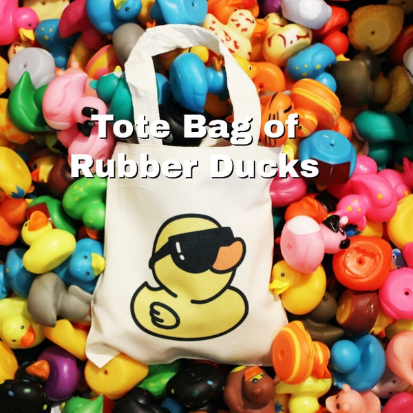 Canvas Tote of Rubber Ducks | Perfect Gift or Starter Set | Mini Tote Holds All Your Ducks | Rubber Duckies | SUV Ducking