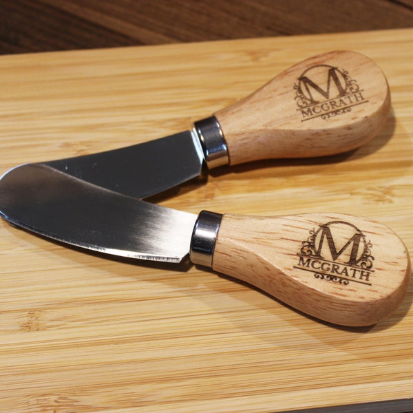 Engraved Cheese Knife Set | Personalized | Compliments Charcuterie Boards | Anniversary Wedding Housewarming Birthday Kitchen Gift