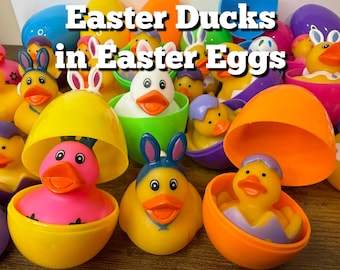 Easter Ducks with Plastic Eggs | Ready 2 Ship | Easter Basket Gift | Easter Rubber Ducks | Holiday Ducks | Easter Egg Hunt | Fun Easter Egg