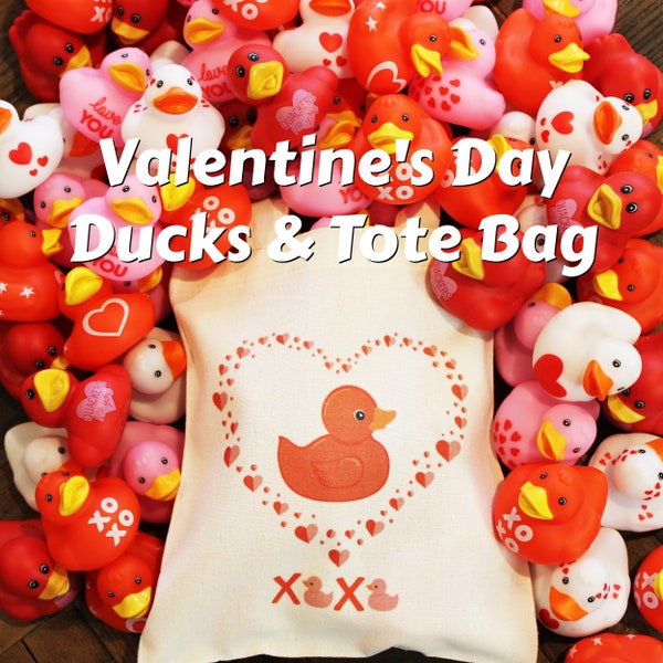 Valentine's Day Ducks & Tote Bag | Perfect Gift for SUV Ducking | Valentine's Day Rubber Ducks | Fun Valentine's Gift