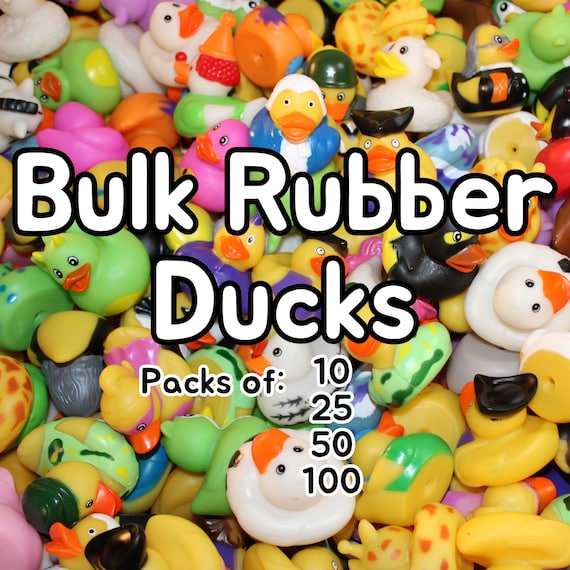 Bulk Assorted Rubber Ducks - Perfect for Ducking Adventures and Duck Duck SUV - Packs of 10, 25, 50, 100 - Optional Tote Bag Available