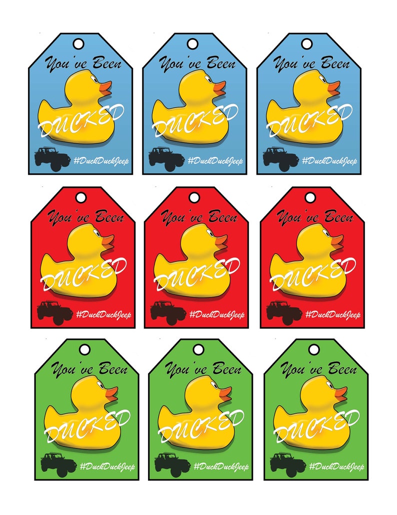 Printable Duck Duck Jeep Tags Easy Tie to Your Ducks | Etsy
