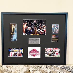 Ohio State Buckeyes 2025 National Champions Wall Art | Framed Tribute with Tickets, Photos & Plate | OSU Football Fan Gift | NCAA Champions