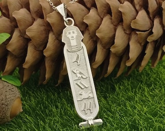 Collana con cartiglio egizio di Cleopatra, collana con geroglifici, collana personalizzata, collana egiziana in argento sterling 925 con nome