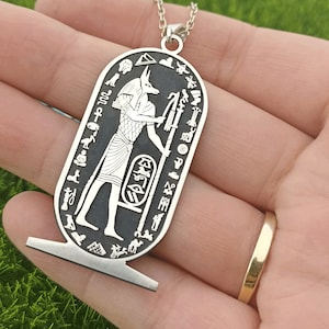 Cartouche Anubis  Hieroglyph | The Egypt God of The Afterlife | Ancient Egypt Necklace 925 Sterling Silve