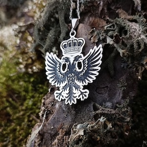 Double Headed Eagle Necklace, Byzantine Charm, Mythological Jewelry, Two Headed Eagle Pendant, Holy Roman Empire Necklace