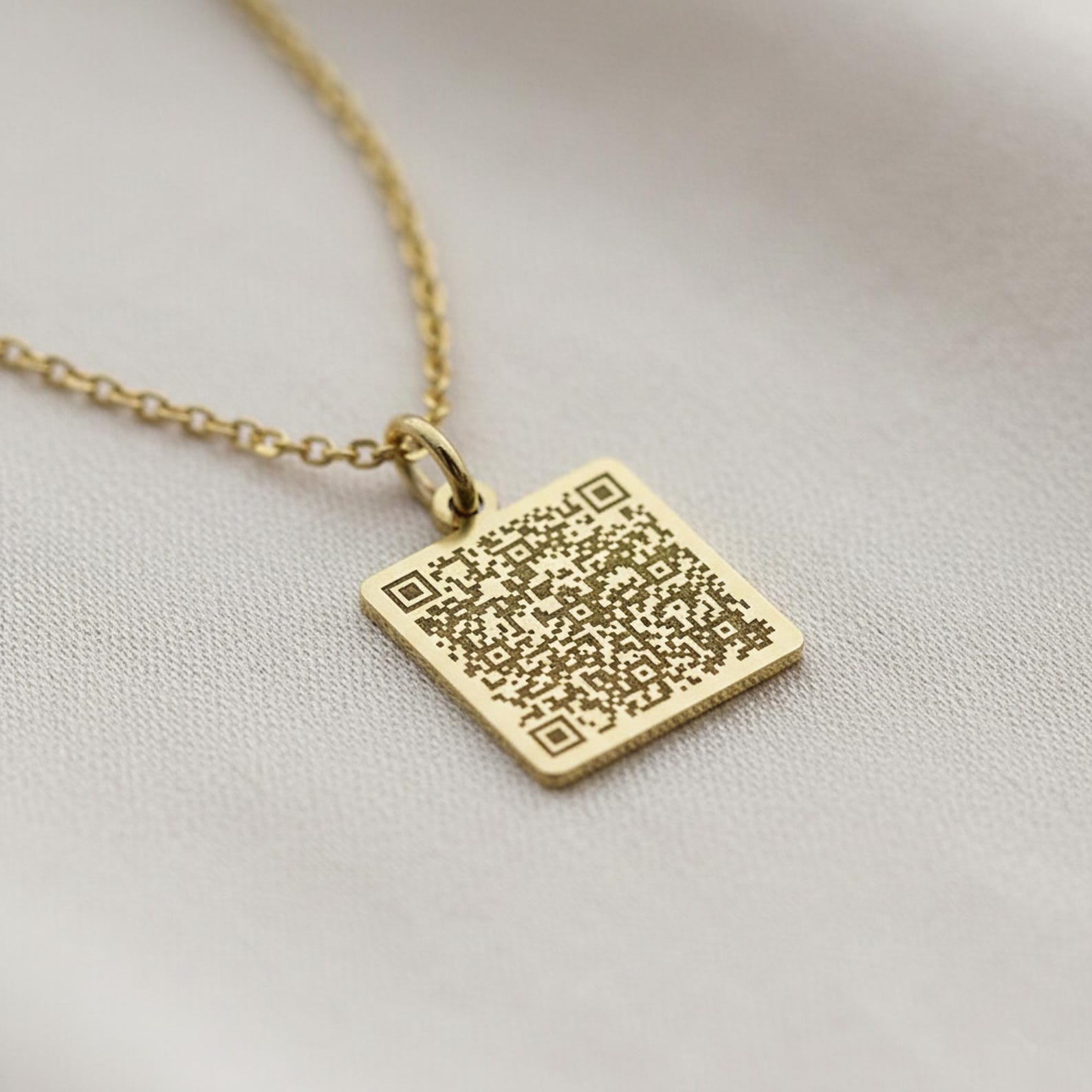 QR Code Logo Charm, Link Tag for Your Brand, Two Side Engraved Charm ...